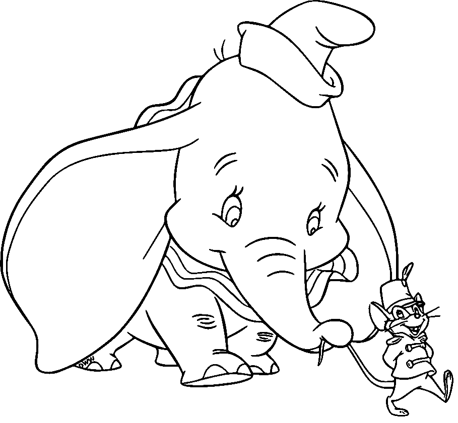 Dibujo de Dumbo y Timothy para colorear
