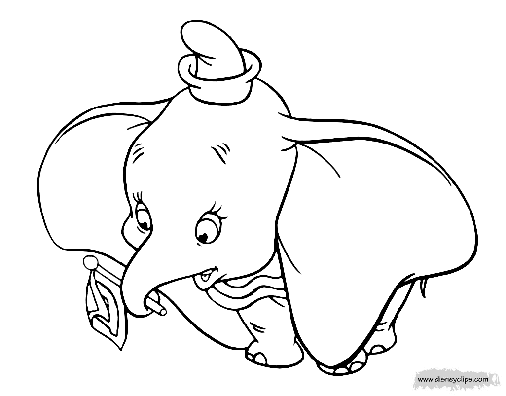 Dumbo holding a Flag Coloring Page