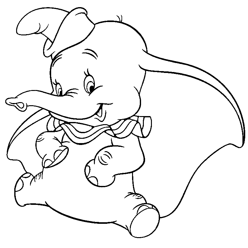 Раскраска Дамбо, летающий слон