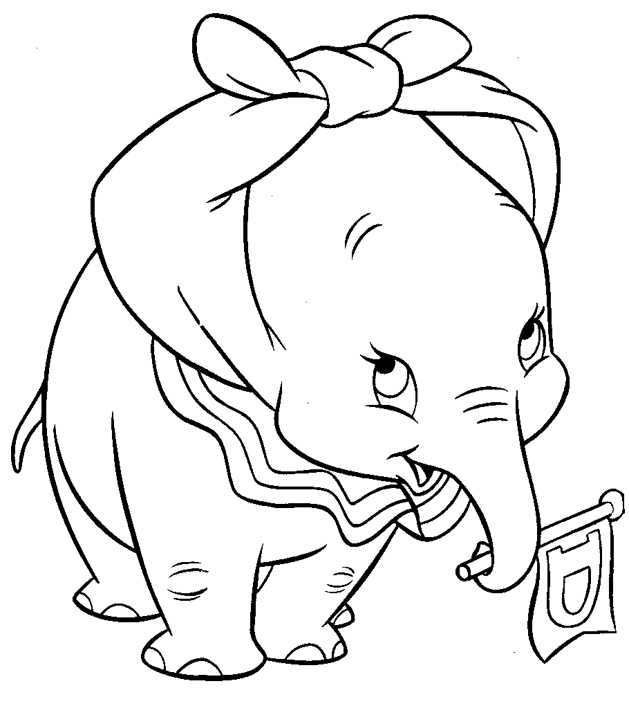 Dumbo con orejas anudadas Página para colorear
