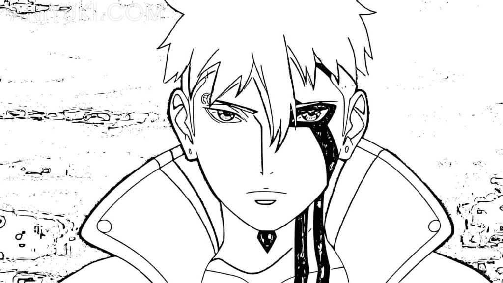 Face of Kawaki Coloring Pages