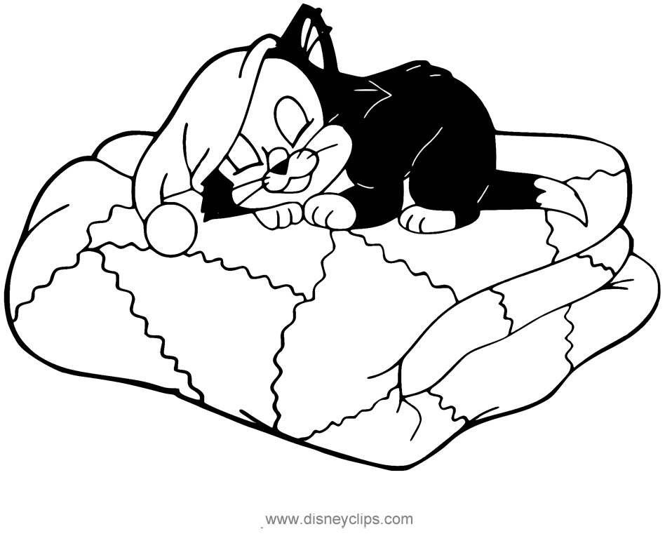 Figaro Sleeping Coloring Page