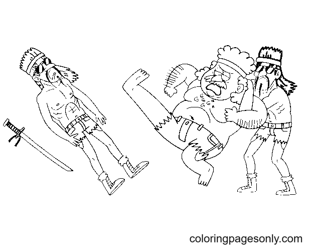 Fighting in Regular Show Coloring Page