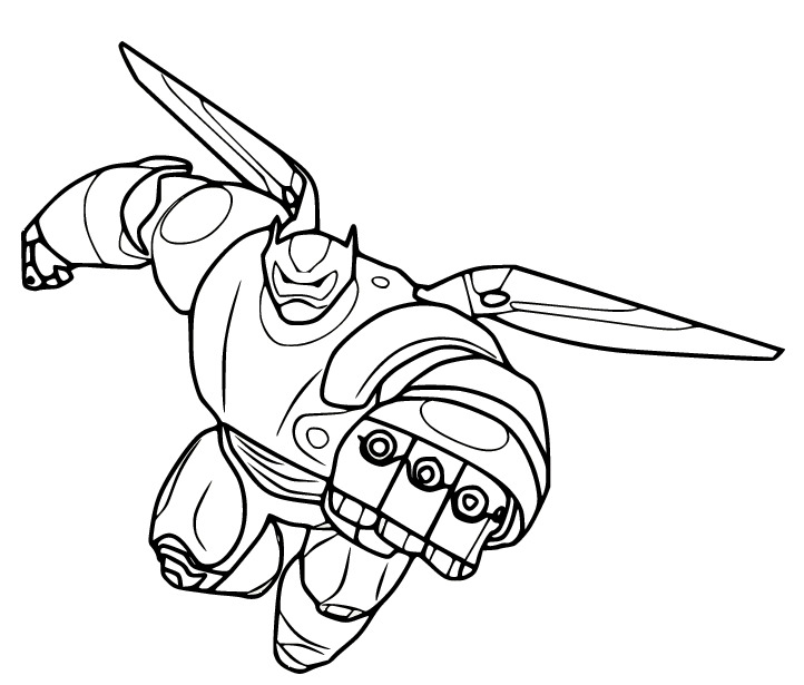 Flying Baymax Coloring Page