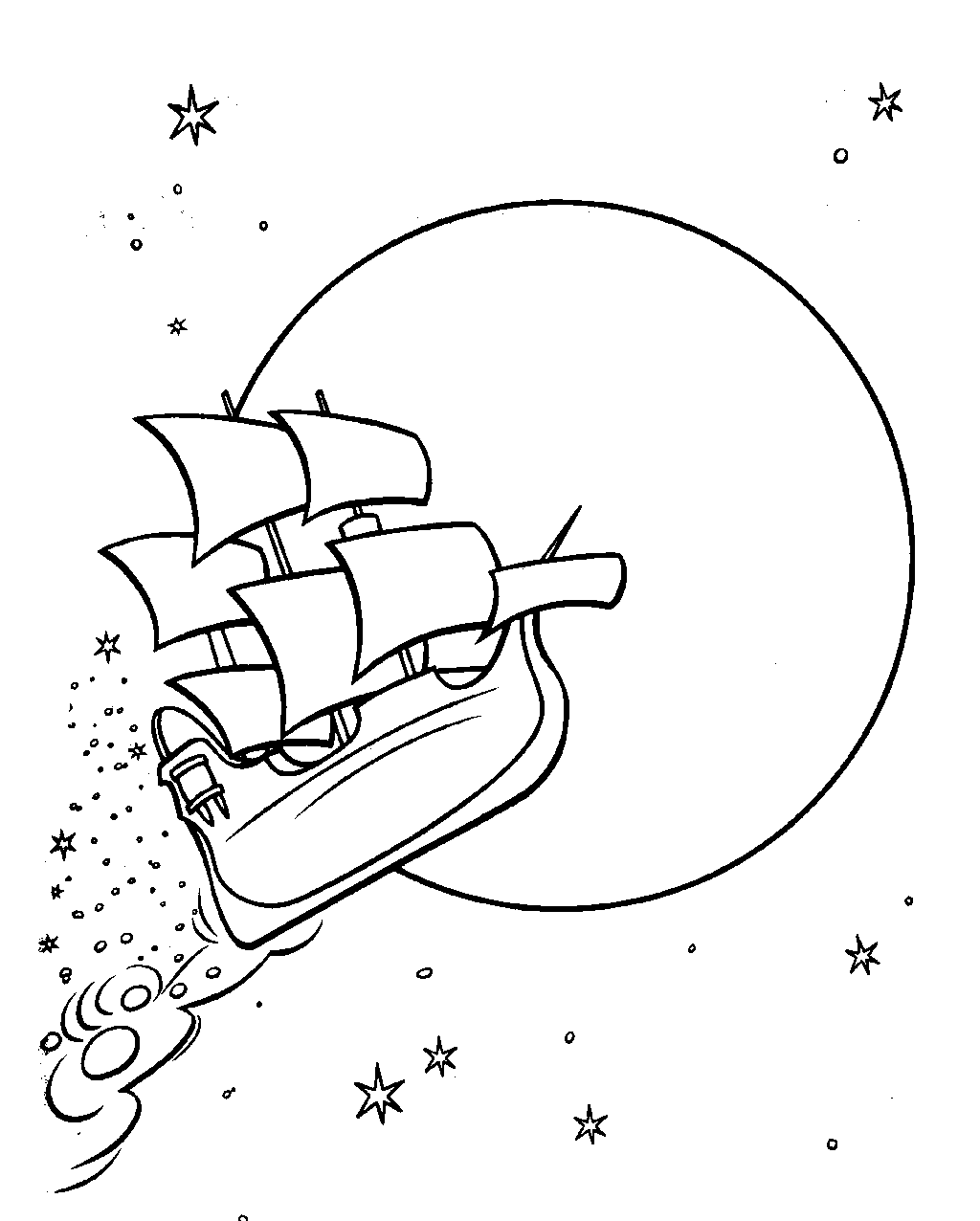Flying Ship Coloring Page