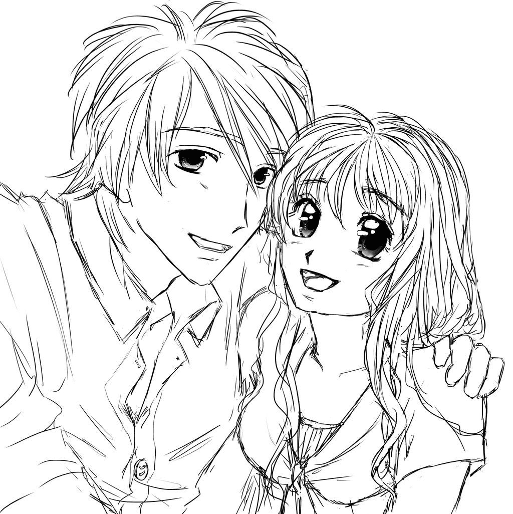 Kostenloses druckbares Anime-Paar von Anime Couple