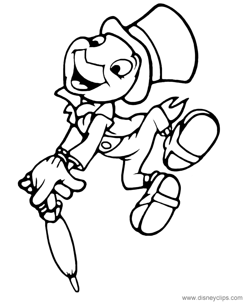 Funny Jiminy Cricket Coloring Page