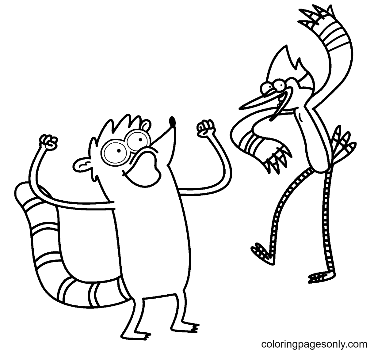 Funny Mordecai And Rigby Coloring Page