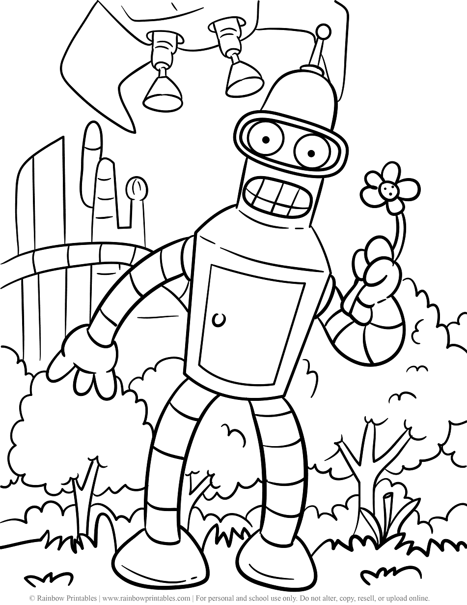 Futurama Bender Coloring Page