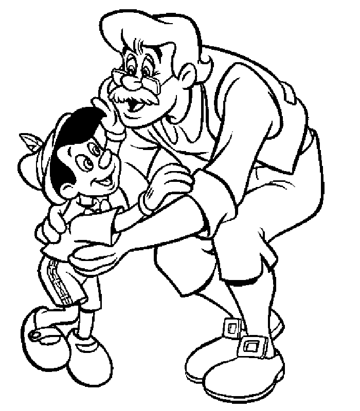 Gepetto And Pinocchio Coloring Page