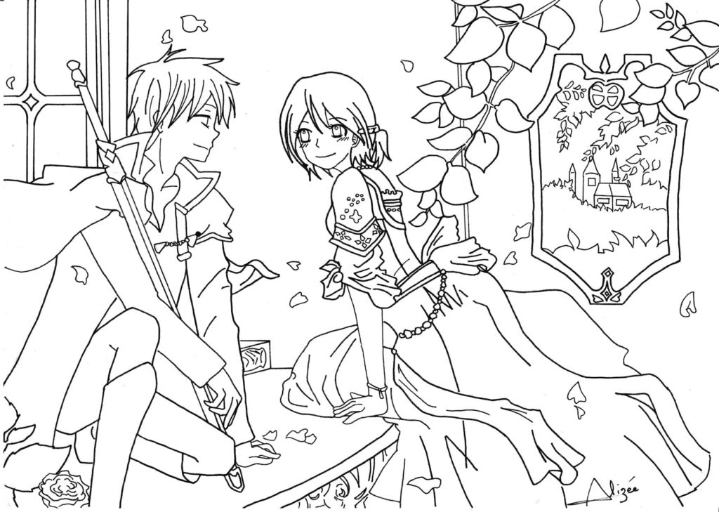 Girl and Guy from a Fantastic Anime Coloring Page