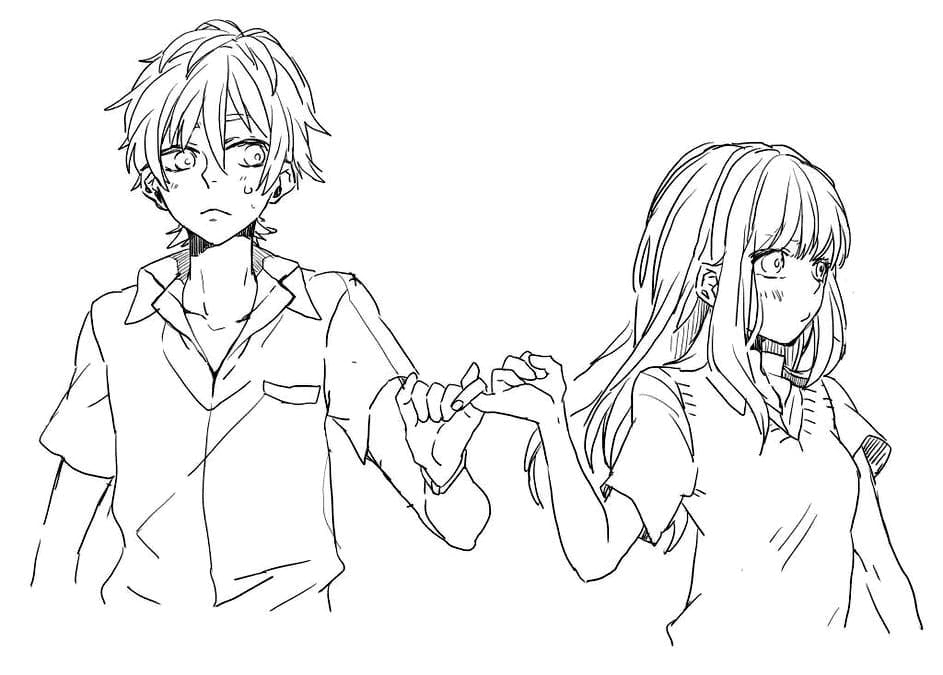 Girl And Guy Holding Hands Coloring Pages