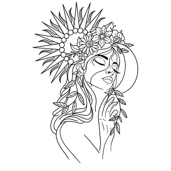 Girl and Sun Coloring Page