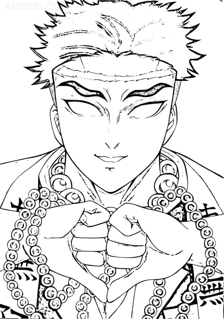 Gyomei Himejima in Demon Slayer Coloring Pages
