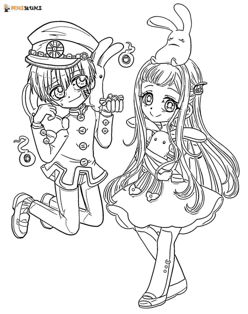Hanako-Kun and Nene Yashiro Coloring Page
