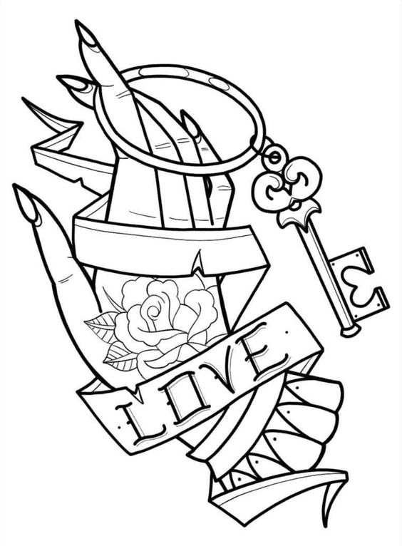 Hand with Key Coloring Page