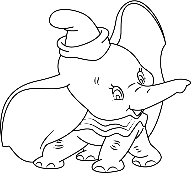 Pagina da colorare di Dumbo felice