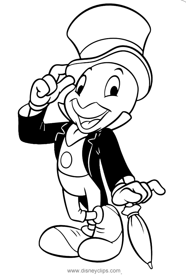 Happy Jiminy Cricket Coloring Page