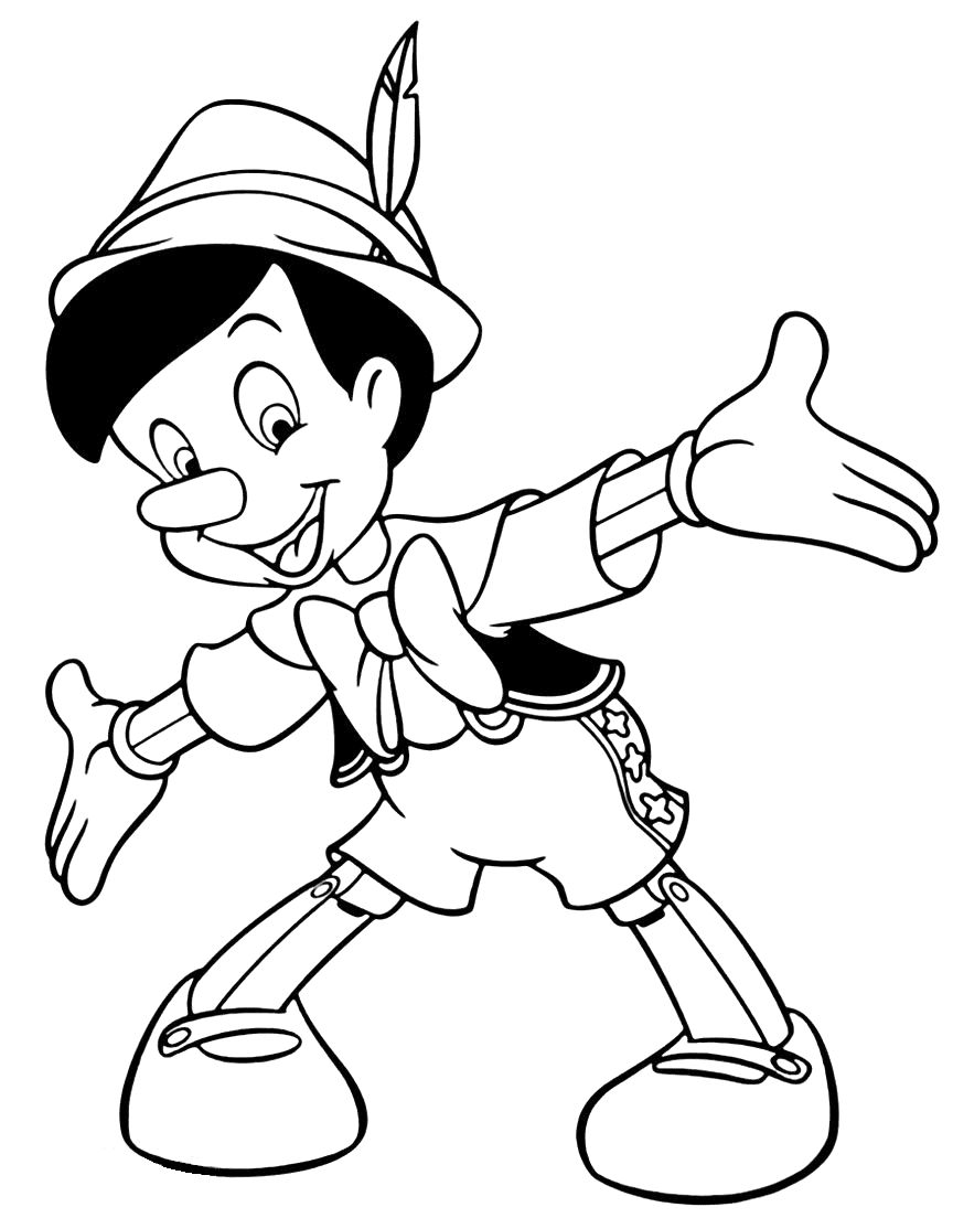 Pagina da colorare di Pinocchio felice