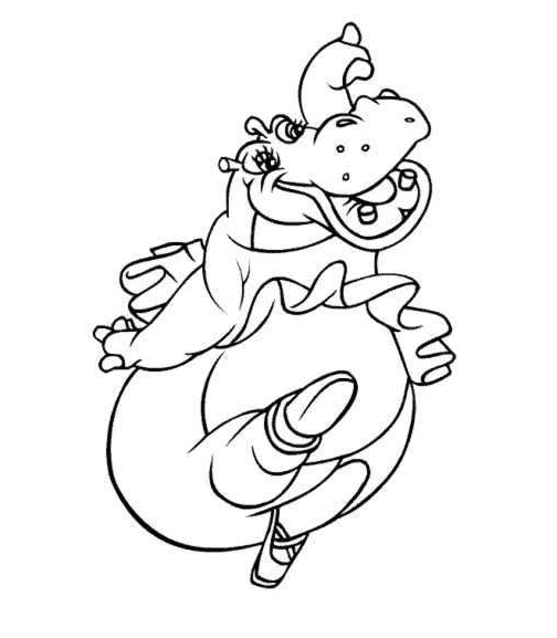 Hippo from Fantasia Coloring Page