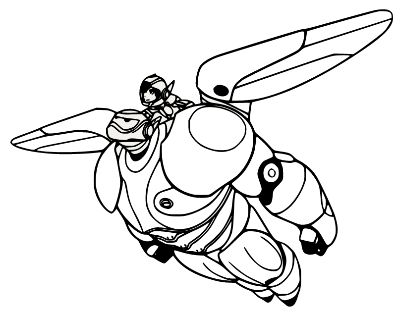Hiro volant avec Baymax de Big Hero 6