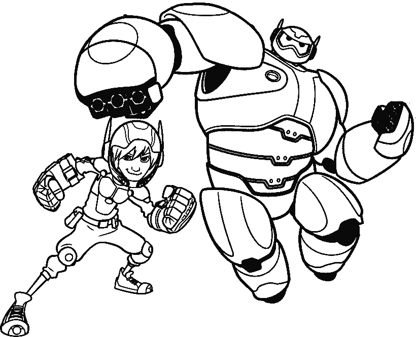 Hiro and Baymax Coloring Pages
