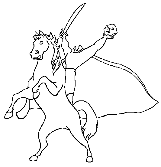 Ichabod Crane Headless Horseman Coloring Page