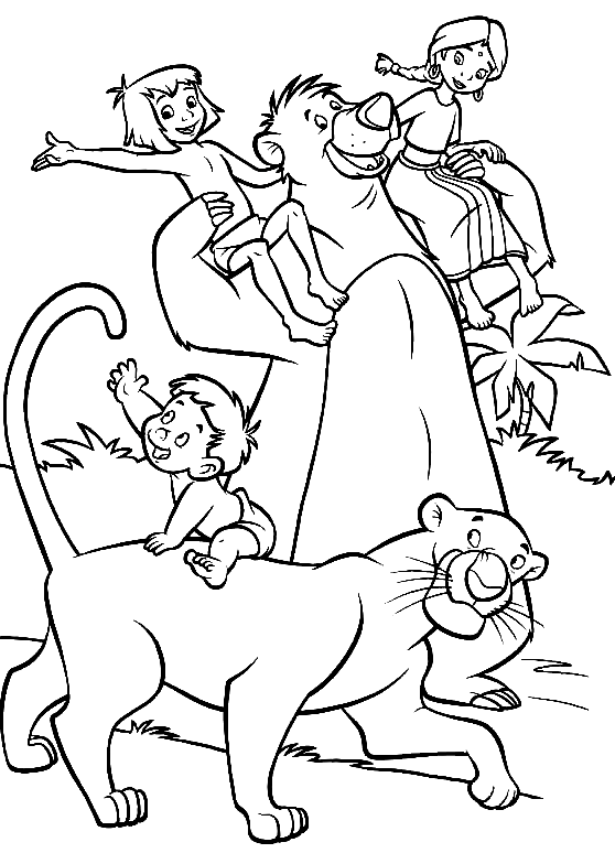 Indian Family Mowgli Baloo And Bagheera Coloring Page