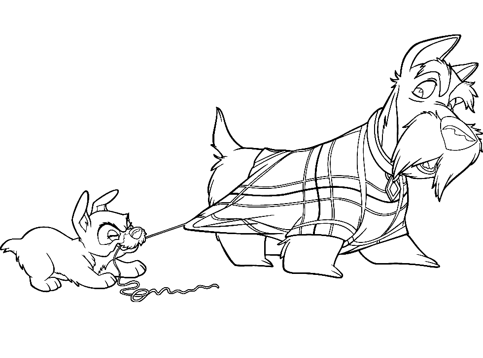 Jock and Puppies Coloring Page