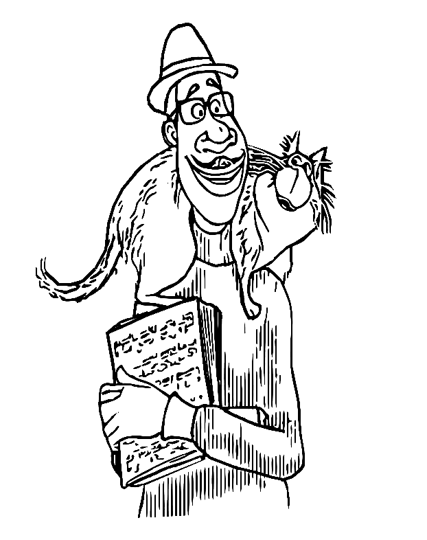 Joe Gardner and Cat Coloring Pages
