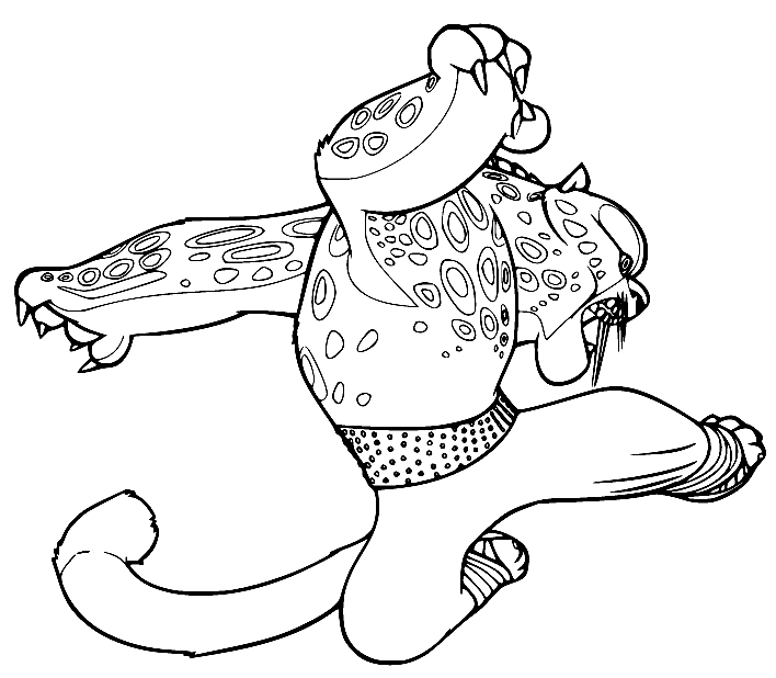 Jumping Tai Lung from Kung Fu Panda Coloring Pages