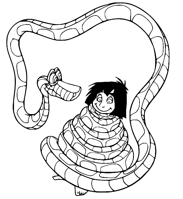 Kaa Wants to Hurt Mowgli Coloring Pages