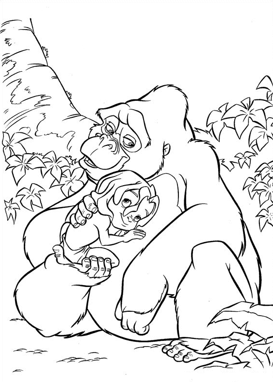 Kala and Little Tarzan Coloring Page