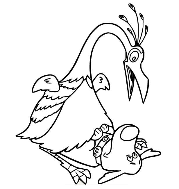 Kevin 和 Dug 从 Up Coloring Page