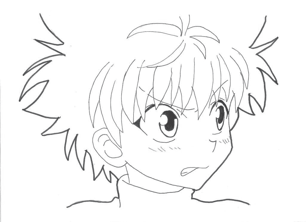Killua Is Shy Coloring Page