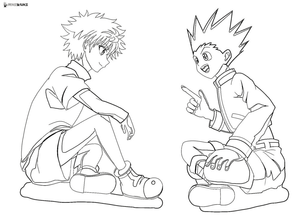Killua Zoldyck and Gon Freecss Coloring Pages