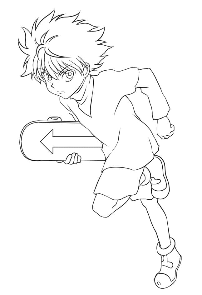 Killua Zoldyck running Coloring Pages