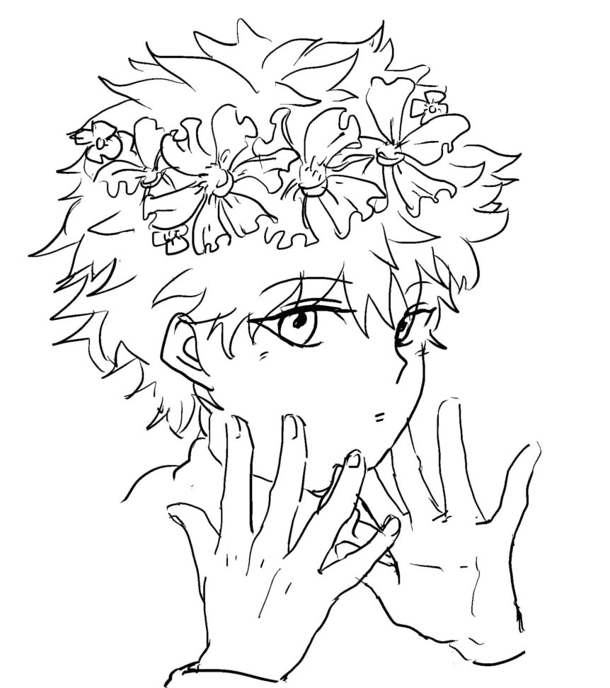 Killua with flowers on her head Coloring Page