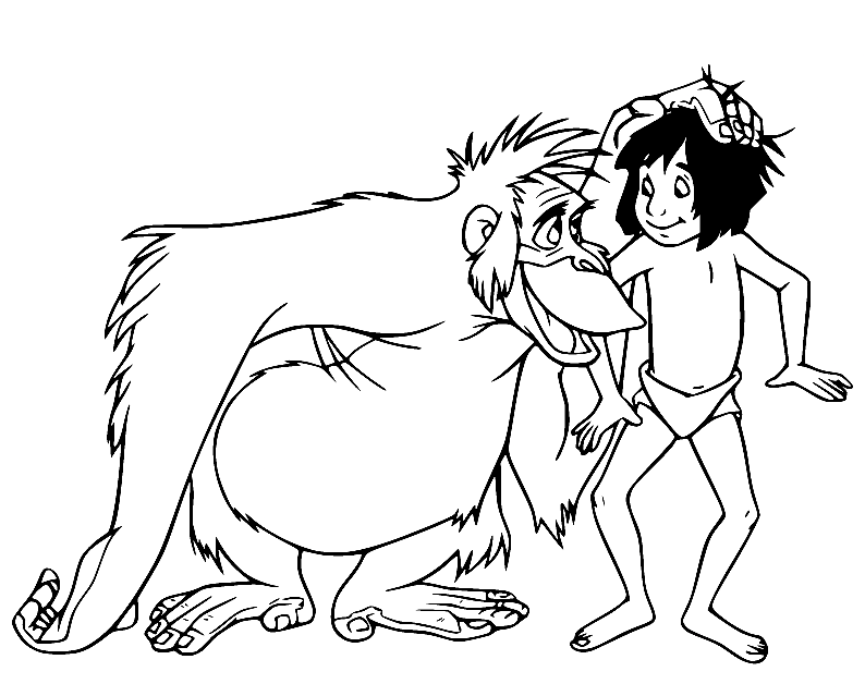 King Louie and Mowgli Coloring Pages