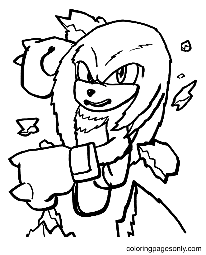 Knuckles from Sonic the Hedgehog 2 Coloring Page
