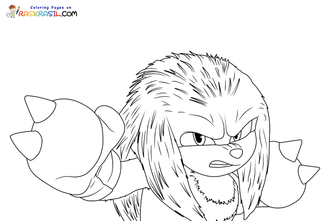 Knuckles in Movie Sonic the Hedgehog 2 Coloring Pages