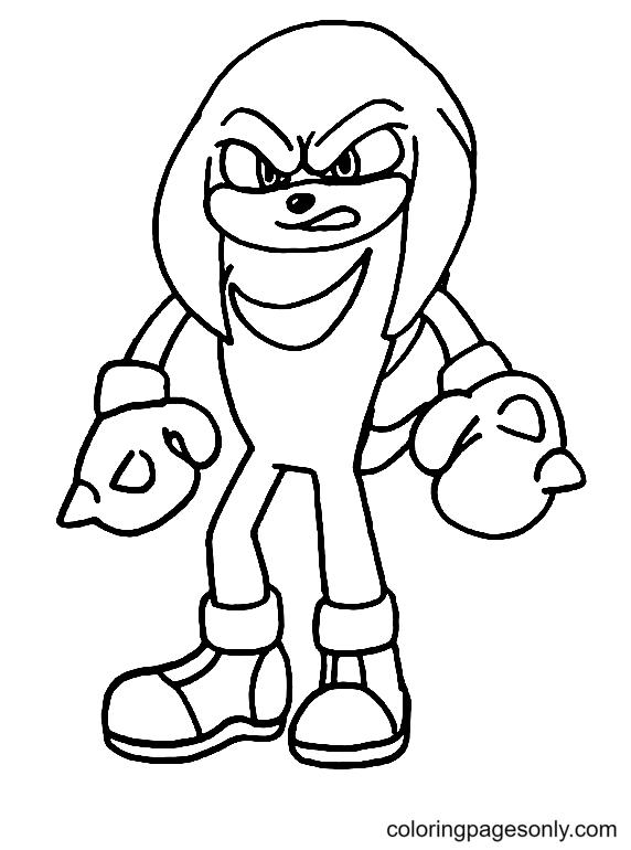 Knuckles in Sonic the Hedgehog 2 Coloring Page