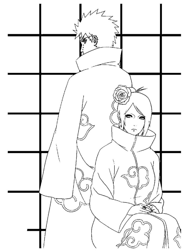 Konan and Pain Coloring Pages
