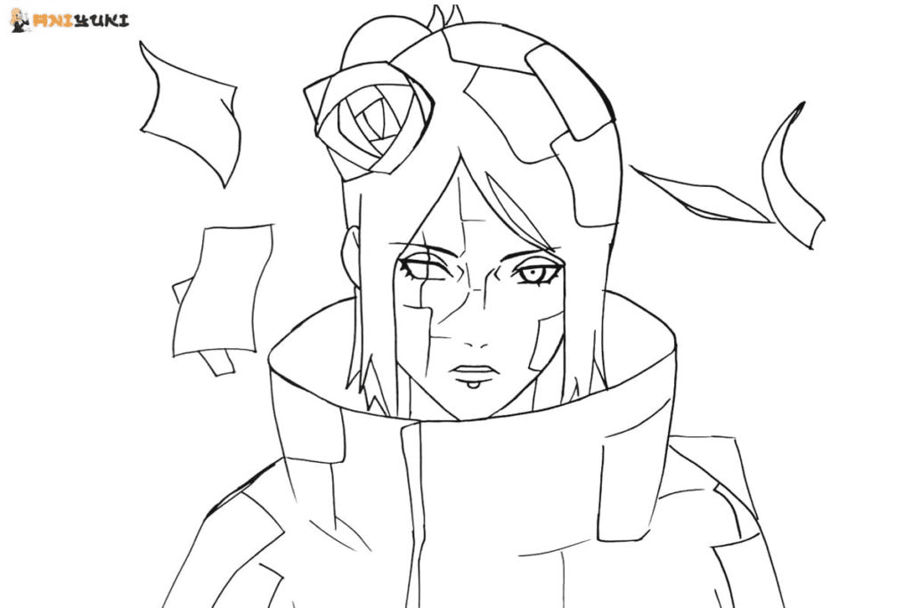 Konan from anime Naruto Coloring Pages