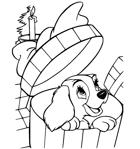 Lady Hides in the Box Coloring Page