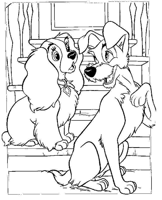 Lady and Tramp Coloring Page