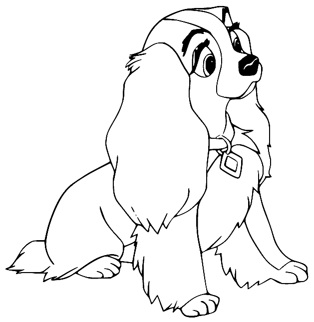 Lady the Cocker Spaniel Coloring Page