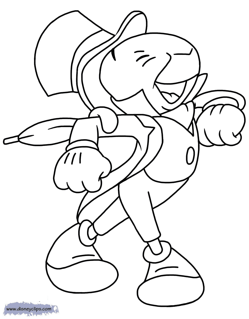 Laughing Jiminy Cricket Coloring Page