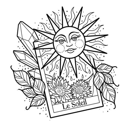 Le Soleil Tarot card Coloring Page