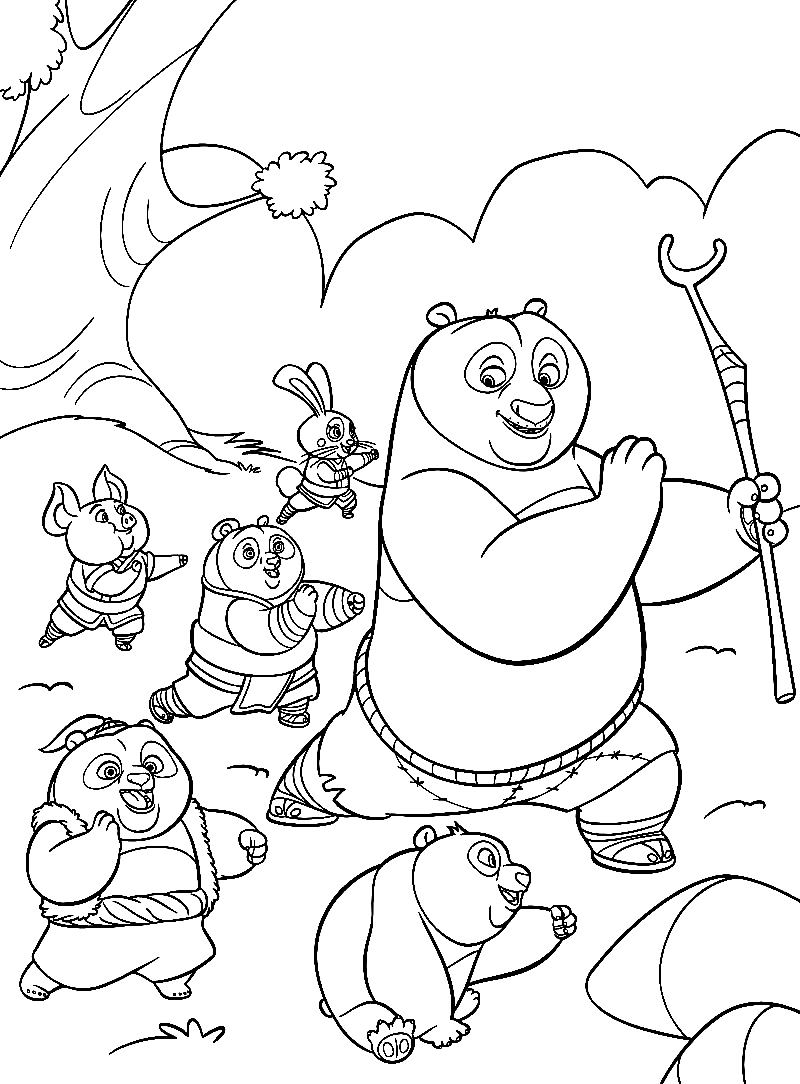Leader of the pandas from Kung Fu Panda Coloring Page